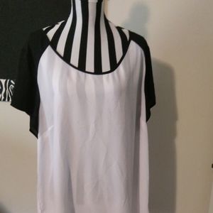 TORRID Black and White Baseball Blouse